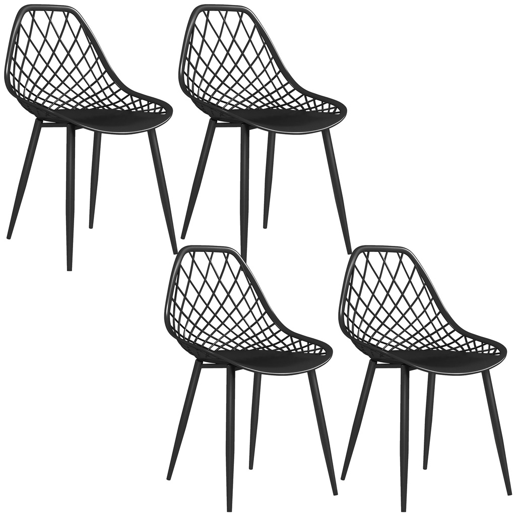 DMTT Modern Dining Chairs Set of 4, Perforated Back, Black/White