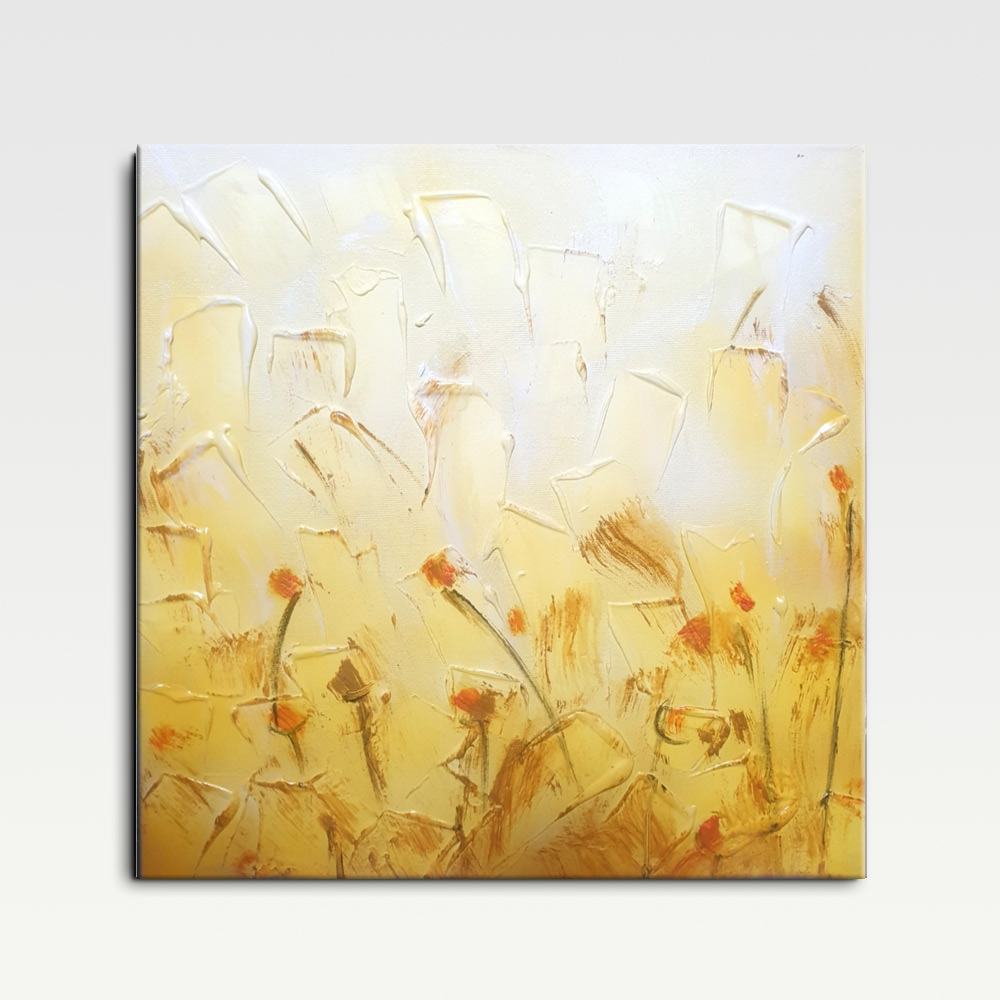 Wildflowers: Modern Abstract Painting, Hand-Painted Mixed Media, 40x40cm