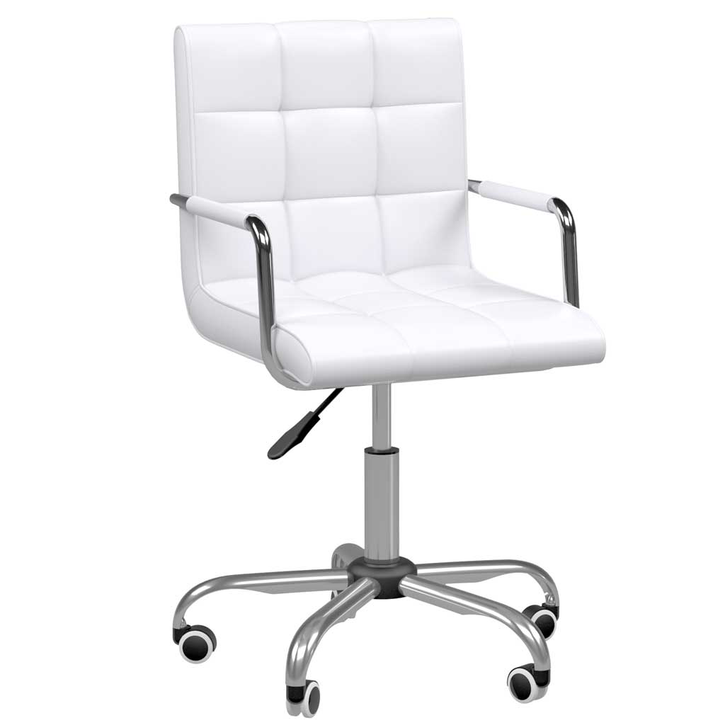 DMT Modern Swivel Office Chair with Faux Leather & Arms, Adjustable Height, White