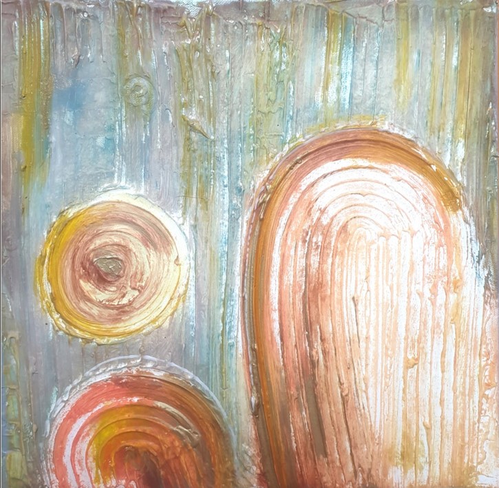 Resonance Abstract Painting, Mixed Media, 40x40cm