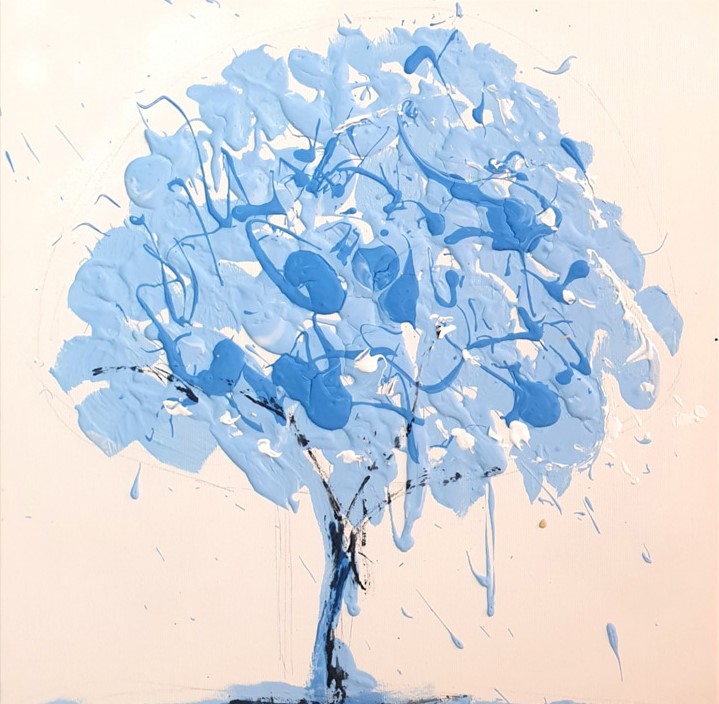 Ice Tree Abstract Painting, Mixed Media, 40x40cm