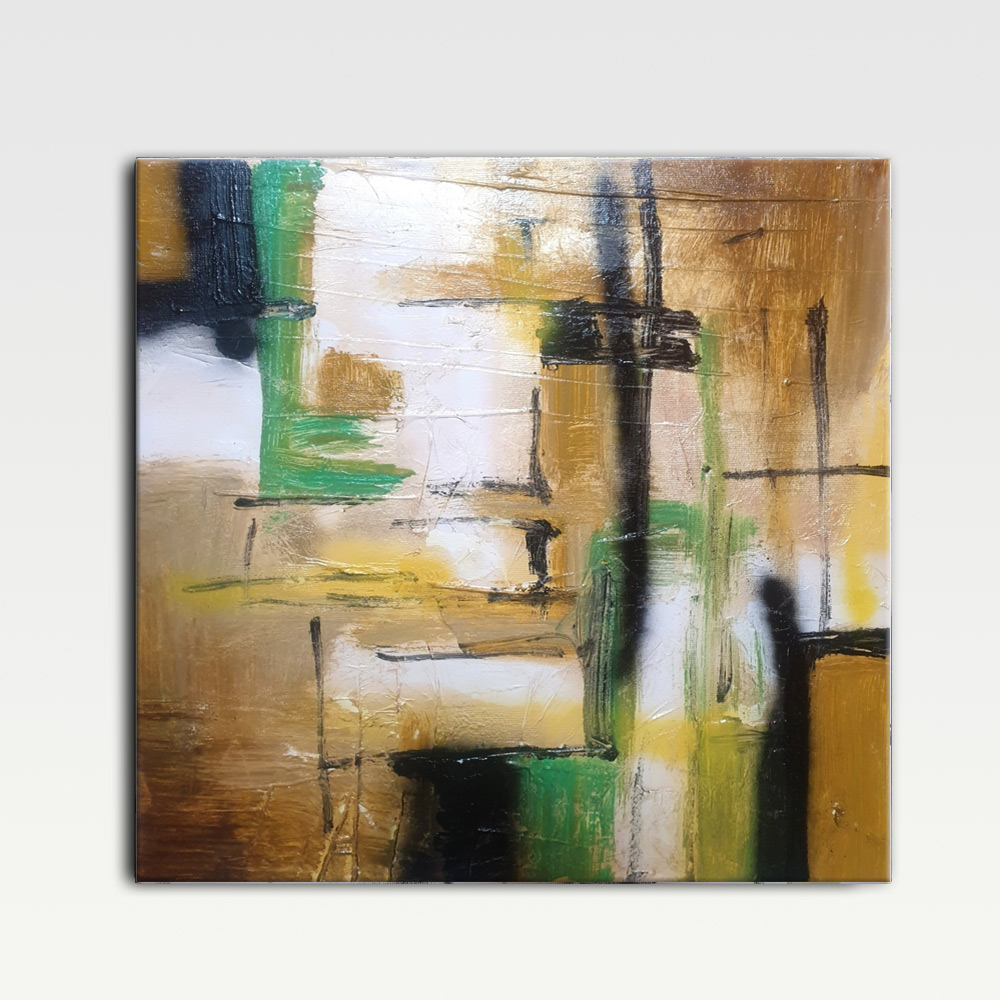 Azur: Modern Abstract Painting, Hand-Painted Mixed Media, 40x40cm