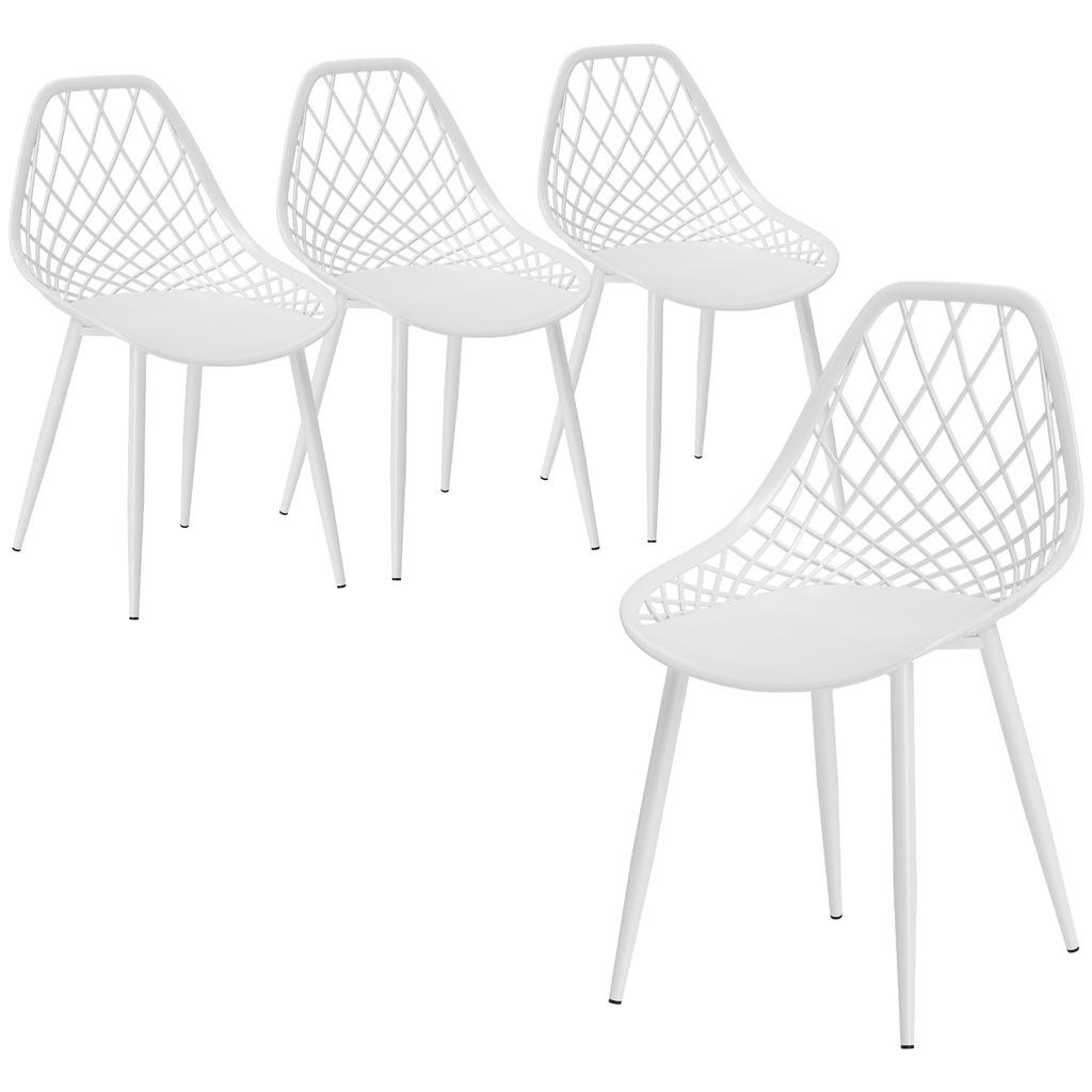 DMTT Modern Dining Chairs Set of 4, Perforated Back, White/Black