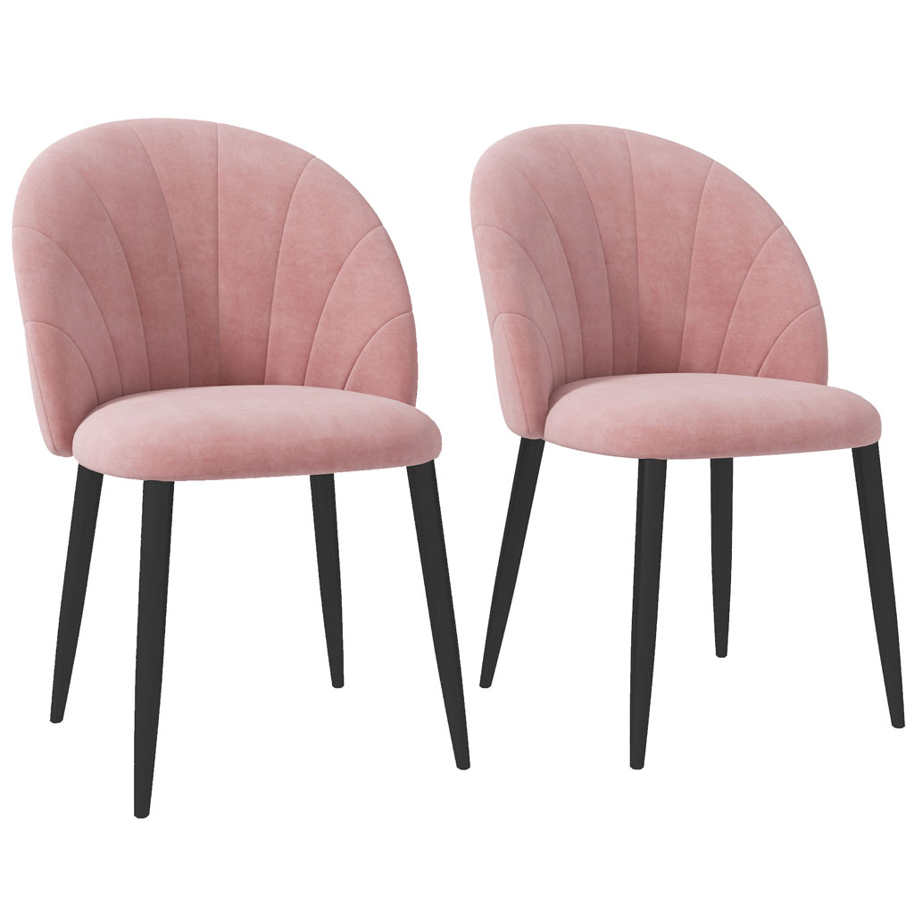 DMTT Shell-Back Dining Chairs (Set of 2) – Pink Velvet