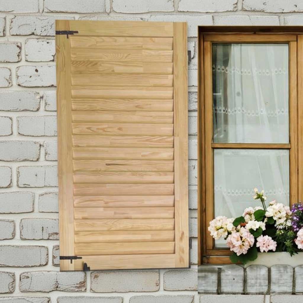 Pine Louvered Shutter, Left Open, 50x50cm