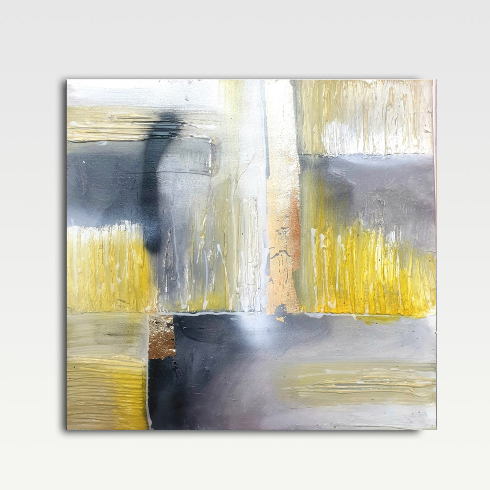 Abstract Contrast Painting, Handmade Mixed Media, 40x40cm