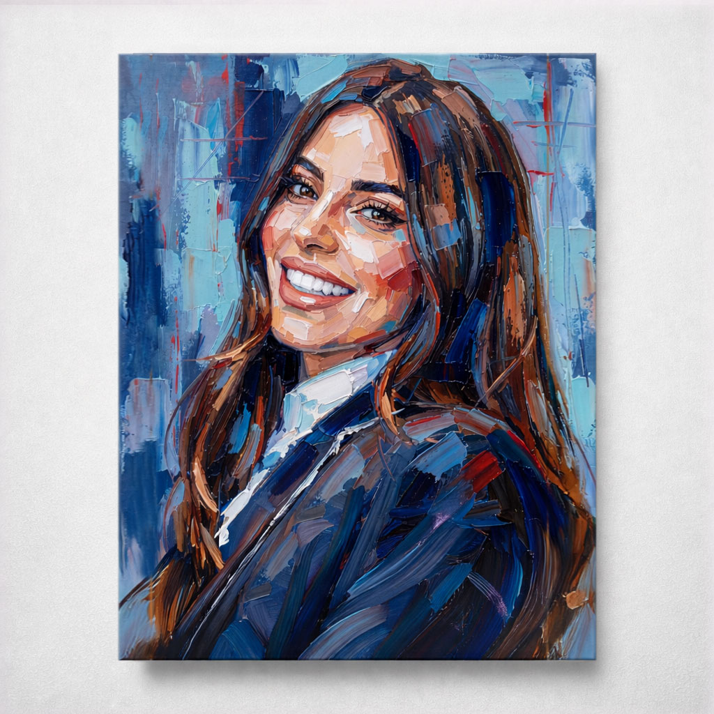 Custom Modern Style Portrait, Hand-Painted, Made to Order