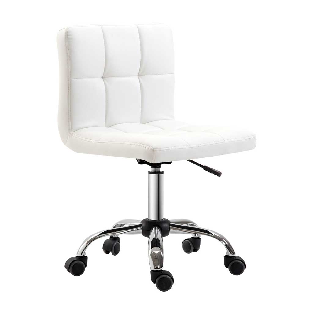 DMT Modern Swivel Office Chair with Faux Leather, Adjustable Height, White