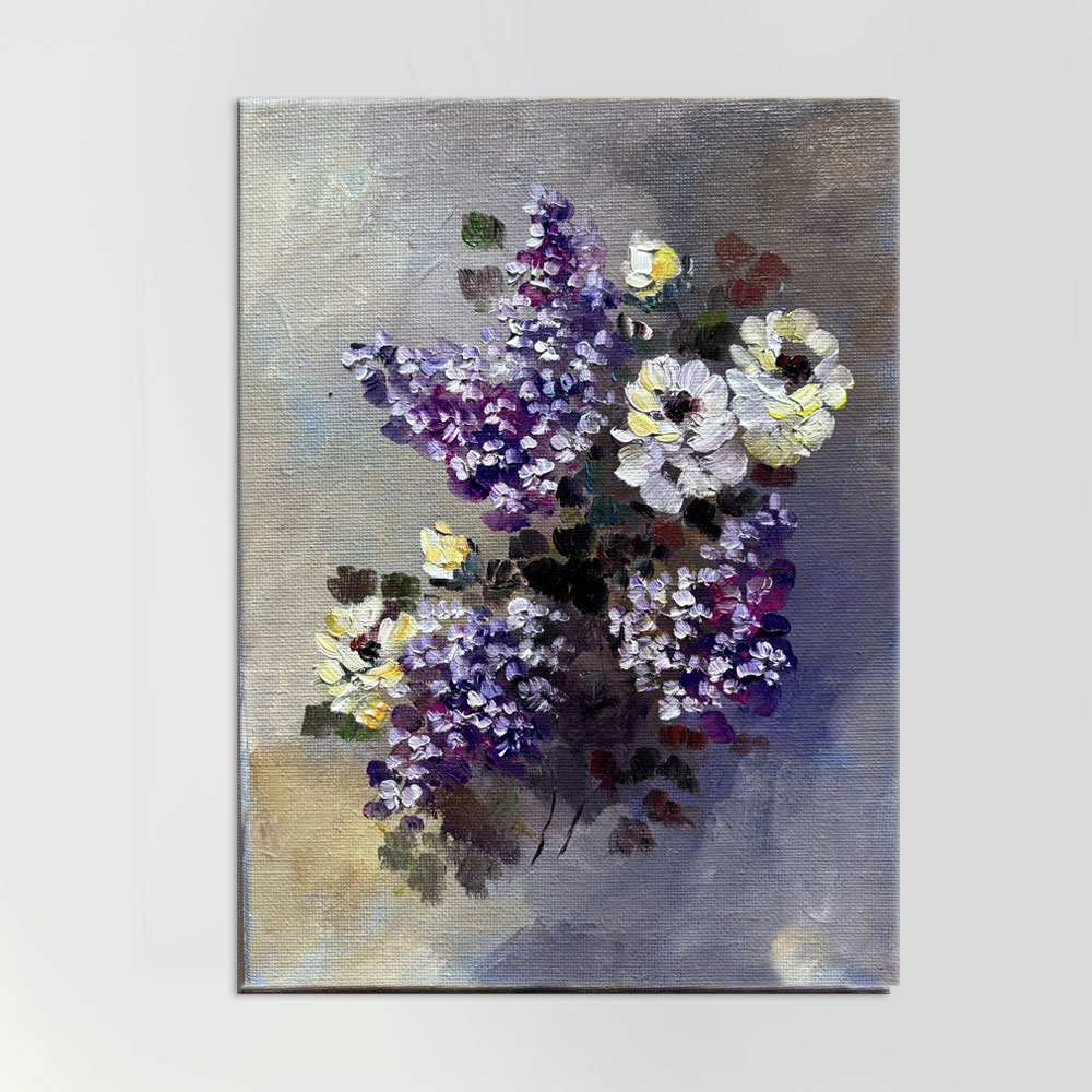Impressionist Floral Elegance Painting, Oil on Canvas, 22x25cm