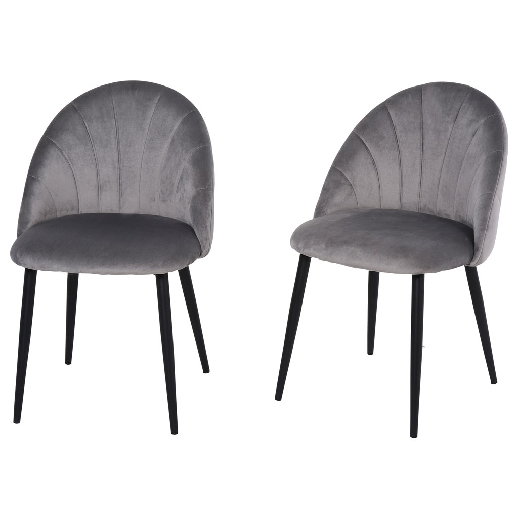 DMTT Shell-Back Dining Chairs (Set of 2) – Grey Velvet