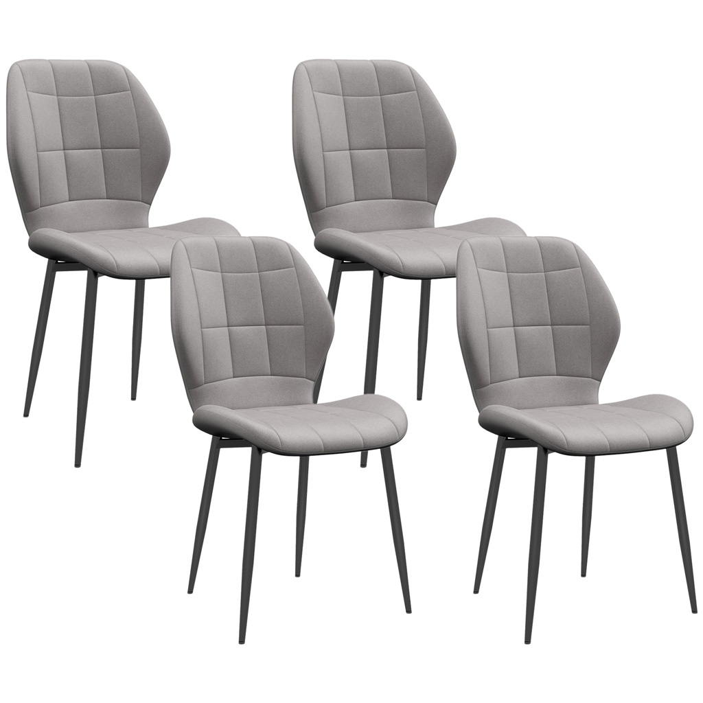 DMTT Modern Dining Chairs Set of 4, Flannel Upholstered, Grey