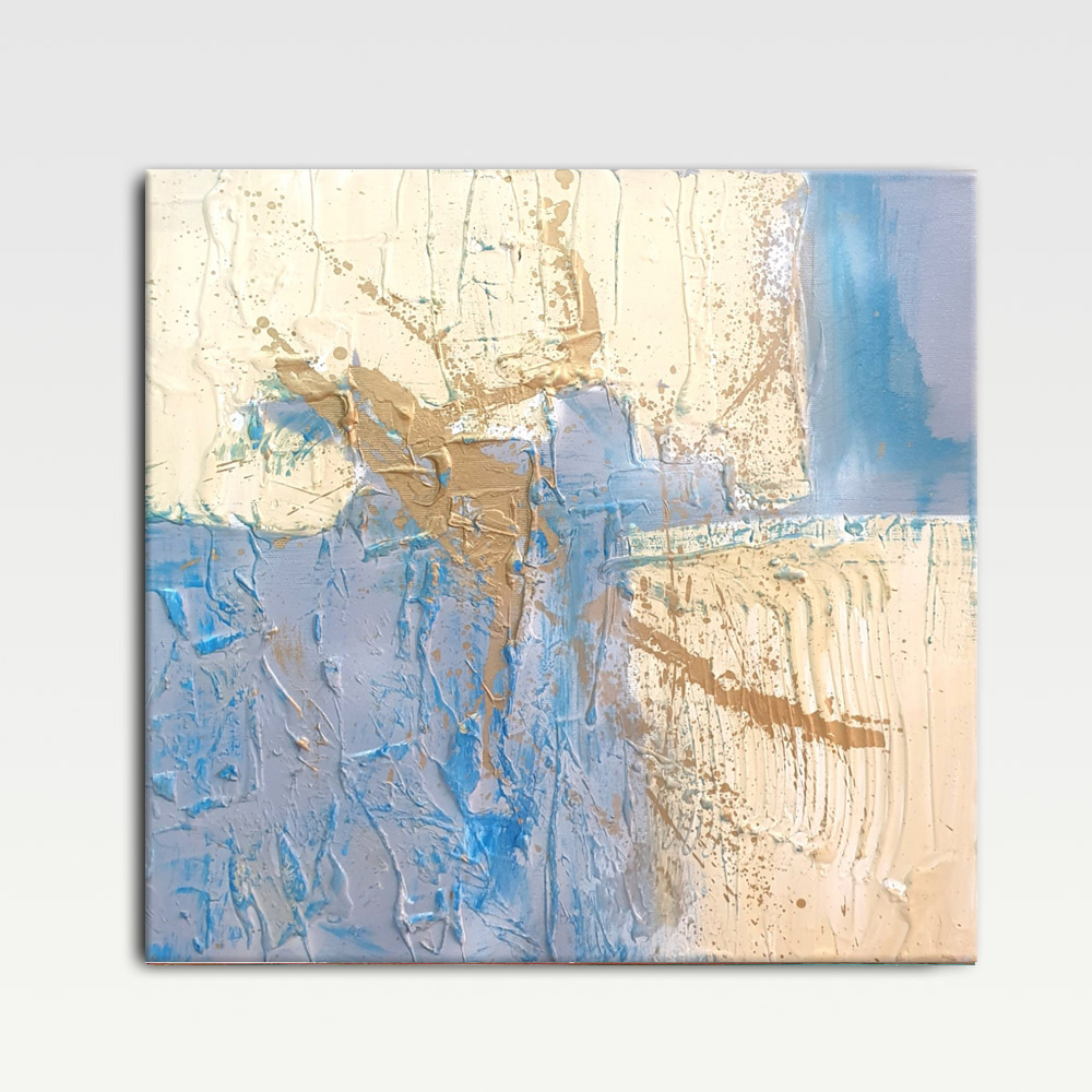 Abstract Square Painting, Handmade Mixed Media, 40x40cm