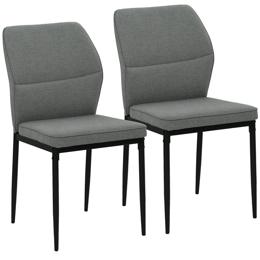 Set of 2 Velvet Dining Chairs, Ergonomic Back, Grey