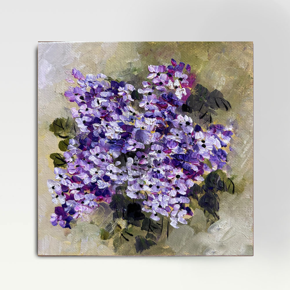 Floral Explosion Impressionist Oil Painting, 20x20cm