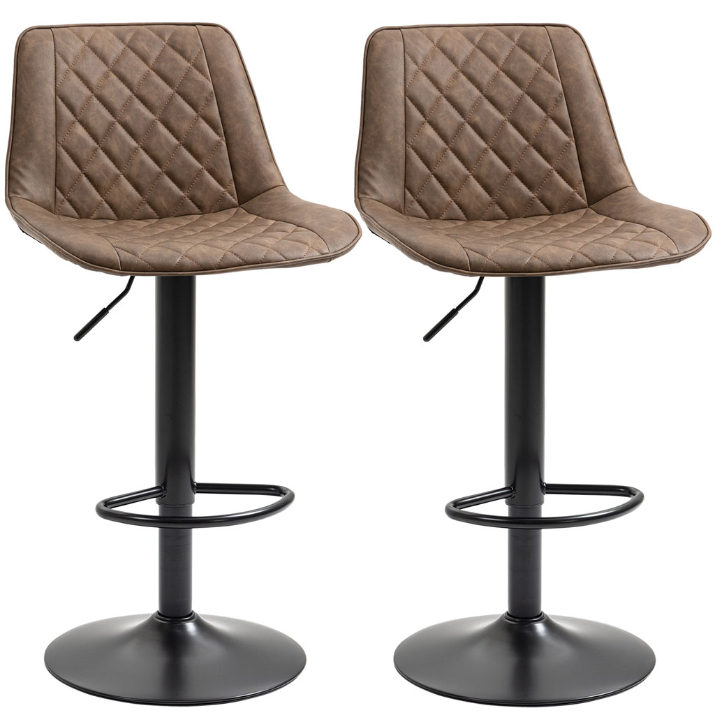 DMTT Dark Brown Swivel Bar Stools, Set of 2