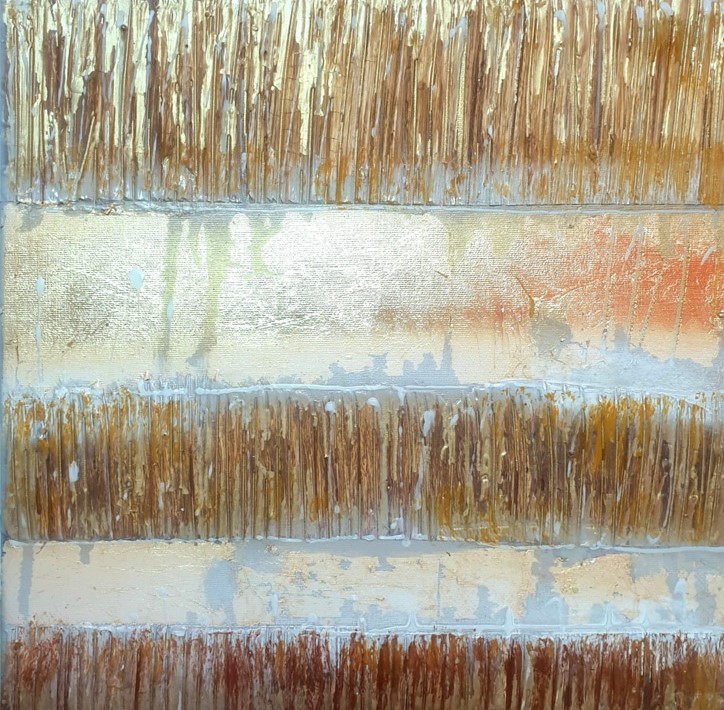 Mist Horizon Abstract Painting, Mixed Media, 40x40cm