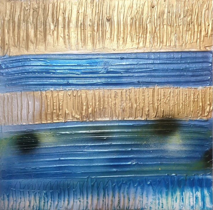Aurora Marina Abstract Painting, Mixed Media, 40x40cm
